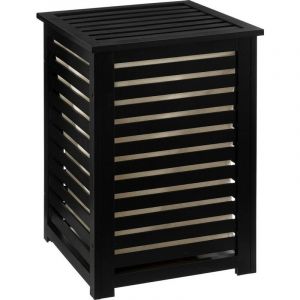Panier &agrave; linge 65L bois noir