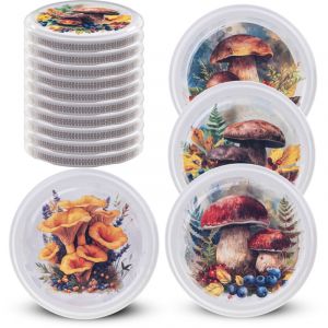 Fi82 Bouchons de bocaux Couvercles de bocaux Champignons 10 pi&egrave;ces 6 clips