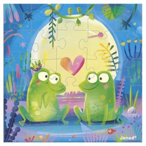 Janod Carte de V&oelig;ux Puzzle - Carte Cadeau Puzzle 25 Pi&egrave;ces Grenouilles + 1 Carte + 1 enveloppe - Id&eacute;al Carte Anniversaire, Carte v&oelig;ux - D&egrave;s 3 Ans