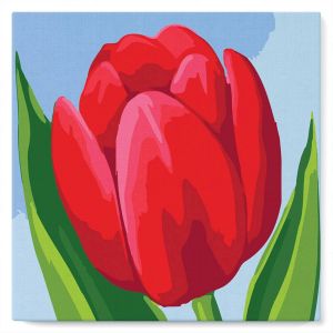 Mini peinture au numéro : Tulipe Rouge - toile tendue sur chassis