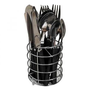 The home deco factory Menagere 16pcs Gris Avec Support Essentiel