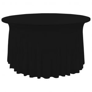 Image de Nappes élastiques de table avec jupon 2 pcs 150x74 cm Noir VIDAXL