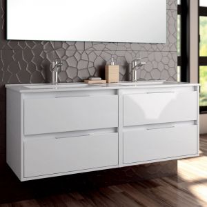 Meuble de salle de bain 120cm simple vasque - 4 tiroirs - sans miroir - blanc - iris