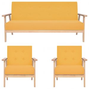 VidaXL Ensemble de canap&eacute;s 3 pcs Tissu Jaune. Produit Neuf ! Garantie 0 ans !