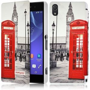 Karylax Coque Housse Etui à rabat latéral et porte-carte pour Sony Xperia Z2 avec motif Kj03B + Film de Protection