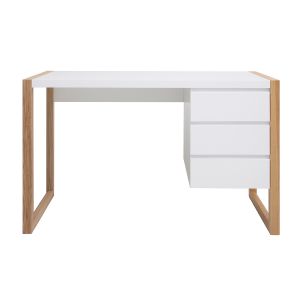 Miliboo Bureau design 3 tiroirs blanc mat ARMEL