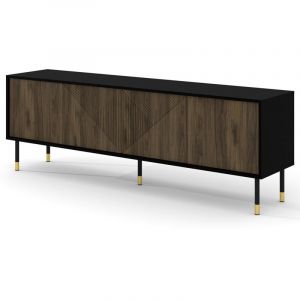 Kirua - meuble tv - 180 cm - Noir / Bois