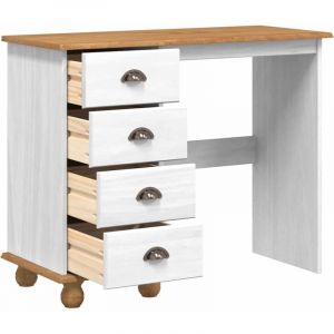 VidaXL Bureau avec tiroir Blanc 95 x 40 x 75 cm Bois massif en pin