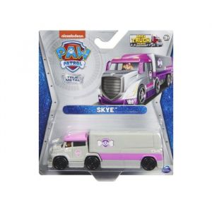 Coffret pour pat patrouille camion en m&eacute;tal : grand camion de stella gris rose 13 cm - set truck pups miniature + 1 carte offerte