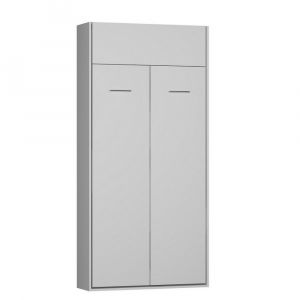 Image de Inside75 Armoire lit escamotable DYNAMO blanc mat ouverture assistée couchage 90*200 cm - blanc