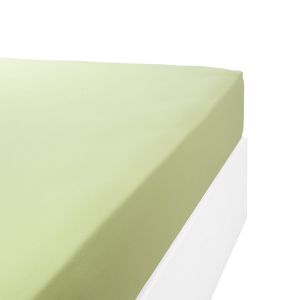 Image de Linandelle Drap housse jersey extensible en coton vert anis 110x190 cm