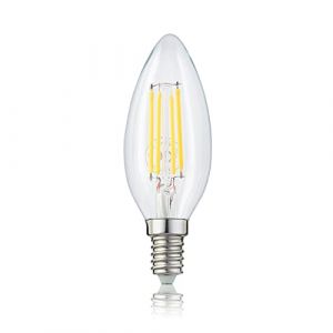 Hellum 207118 Ampoule LED à filament C35 E14 4 W équivalent à 37 W 420 lm Transparent A++ Blanc chaud 2700 K Angle d'éclairage 330° 25000 heures Intérieur et extérieur, Verre, 3,5 x 3,5 x 10 cm