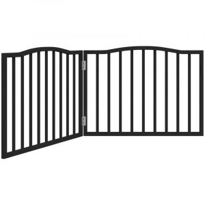 VidaXL Barrière pour chien pliable 2 panneaux noir bois de peuplier