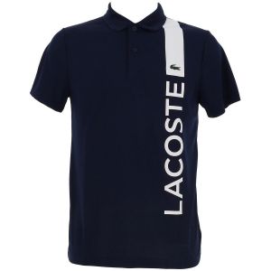 Lacoste Polo Ultra Dry Print Branding Sport manches courtes bleu marine blanc - L