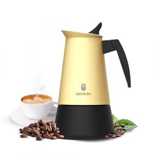 Cecotec Cafetière Italienne Piccolina 200 Beige. Cafetière Italienne En Acier Inoxydable, Filtre Traditionnel, Pour Toutes Surfaces, Capacité 100 Ml, Poignée Ergonomique