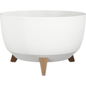 Mica Decorations Pot de fleurs Doppio sur pieds - H21 x Ø40 cm - Plastique recyclé - FSC Mix - Blanc