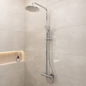 Aurlane Colonne de douche M&eacute;canique finition Chrome 133x26x52 cm - MOLLY CHROME