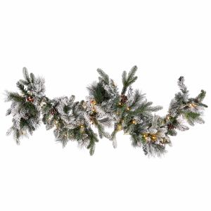 Beliani Guirlande de Noël LED effet neige 180 cm blanc WHITEHORN