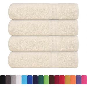 VidaXL Serviettes De Douche 4 Pcs Crème 70x140 Cm 360 G/M² 100% Coton