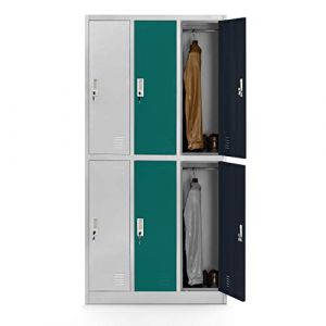 Jan Nowak Casier vestiaire 3B2A Armoire Metallique 6 Compartiments Revêtement en Poudre 185 cm x 90 cm x 45 cm (Multicolore)