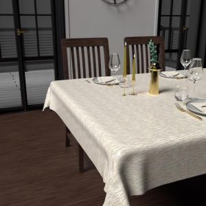 Soleil d'Ocre Nappe imprim&eacute;&eacute; Anti-t&acirc;ches carr&eacute;e 180X180 cm Gold Blanc