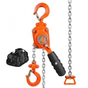 VEVOR Mini Palan à Levier Manuel 0,25 T Palan à Chaîne à Cliquet Manutention Levage 2,8 m Acier Carbone G80 Frein Weston Double Cliquet Guidage Chaîne Crochet 360° pour Marchandises Garage Quai Usine