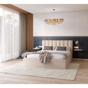 Lit coffre Colorado 160x200 - Sommier inclus Crème