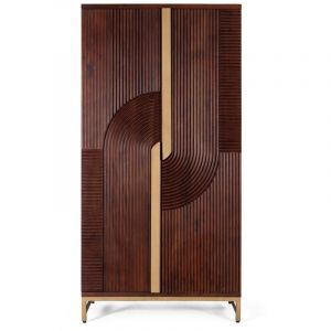 Image de Meuble bar en bois manguier et métal
