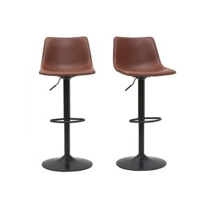 Miliboo Tabourets de bar vintage réglables pivotants marron clair (lot de 2) NEW ROCK