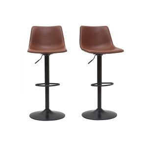 Miliboo Tabourets de bar vintage réglables pivotants marron clair (lot de 2) NEW ROCK