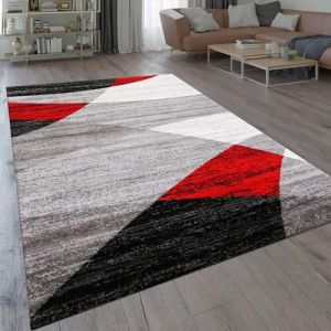 VIMODA Moderne Salon Tapis Géométrique Motif Moucheté Marron Beige - Öko Tex Certifié - Rouge, 160x220 cm