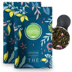 Comptoir français du thé - L'irrésistible pamplemousse détox - 2x100 grammes de thé vert au pamplemousse en vrac