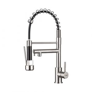 Ibergrif Mitigeur Robinet Cuisine avec Douchette 2 Jets 360° Pivotant, Double Bec Professionnel, 2 Modes Pulvérisation, Arc Élevé Acier Inox Économe en Eau, Design Moderne, M22144A