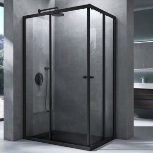 Mai&mai - Cabine de Douche Noir 70X120cm Paroi de Douche Deux Portes Coulissantes Verre Trempé Transparent avec Revêtement Nano Easy Clean Rav16K-Plus