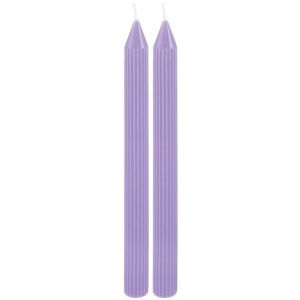 Ruedelafete Set de 2 bougies Flambeau Cannelées 25cm, Lilas
