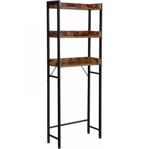 Étagère De Toilettes, À 3 Niveaux, Peu Encombrante, Facile À Monter, Pour Buanderie, Style Industriel, Marron Rustique Et Noir
