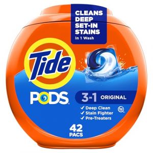 Tide Laundry Detergent Pacs, 3-in-1 Stain Remover, Odor Fighter, HE Compatible Original - 42.0 ea