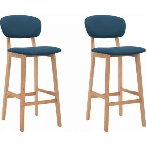 VidaXL Tabourets de bar 2 pcs Bleu Tissu