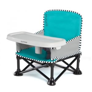 Summer Infant Summer Rehausseur Pop ‘N Sit SE Booster, Sweet Life Edition, couleur turquoise -rehausseur pour utilisation intérieur/ extérieur de la maison - Pliage rapide, simple et compact