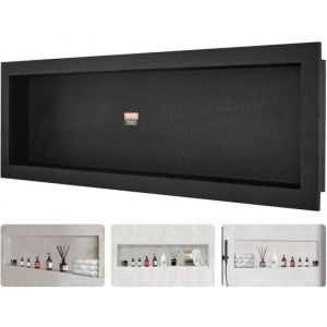 VEVOR Niche Encastrable Salle de Bain 127x40,64x10 cm Niche de Douche Murale Étagère Simple en Plastique XPS Coins Carrés Protection Scellée Moderne pour Stockage de Savon Douche Salle de Bains, Noir
