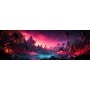 Ceanothe Tableau sur toile forêt tropicale fluorescente 30x97 cm