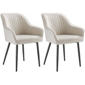 Chaise de salle &agrave; manger fauteuil si&egrave;ge rembourr&eacute;e avec accoudoirs largeur d&rsquo;assise 49 cm pieds en m&eacute;tal rev&ecirc;tement en velours charge 110 kg pour