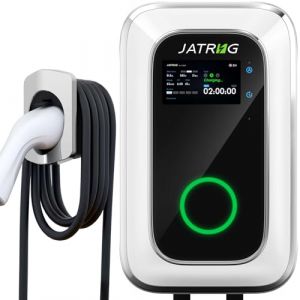 JATRHG S1 Borne de Recharge pour Véhicule Électrique 7kW 6M 32A Monophasé Blanc- Station de Charge Type 2 IEC 62196-2 - Chargeur Rapide EV Wallbox