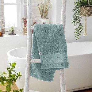Serviette de bain coton bio (50 x 90 cm) Garance Bleu glacier