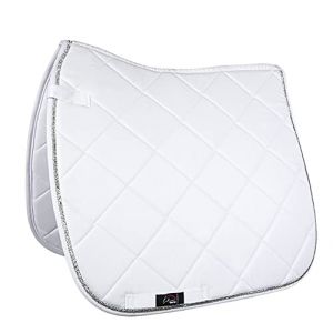 HKM Le dressage des poneys, Blanc B1200: Sacoche anglaise mod&egrave;le Romy avec paillettes et ouate