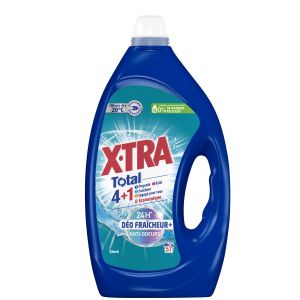 X.Tra X, Tra Total - Lessive Liquide - 4 plus 1 - Propreté - Eclat - Fraîcheur - Engagé pour vous - Economique - Parfum Givré - Déo Fraîcheur plus - 24H Anti-Odeurs - Efficace des 20°C - 57 Lavages