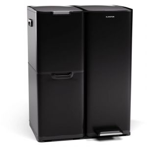 Klarstein Poubelle de cuisine 60 L grande poubelle avec 3 compartiments et couvercle grande poubelle à pédale pour la salle de bain poubelle à pédale