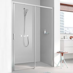 Kermi Liga Porte coulissante, avec &eacute;l&eacute;ment fixe, pour niche, pour paroi lat&eacute;rale, LID2R120201AK, LID2R