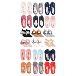 Chaussettes Chaussons Femme D'intérieur Thermiques Antidérapantes -Assortiment Modèles Photos Selon Arrivages- Pack De 3 Paires Chaussons Surprise