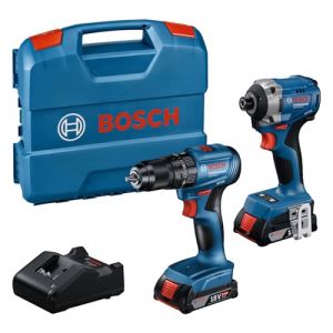 Bosch Professional 18V System Tournevis à percussion sans fil GDR 18V-215 + perceuse-visseuse GSB 185-LI (incl 2x GBA 18V 2.0Ah, chargeur GAL 18V-20, malette)